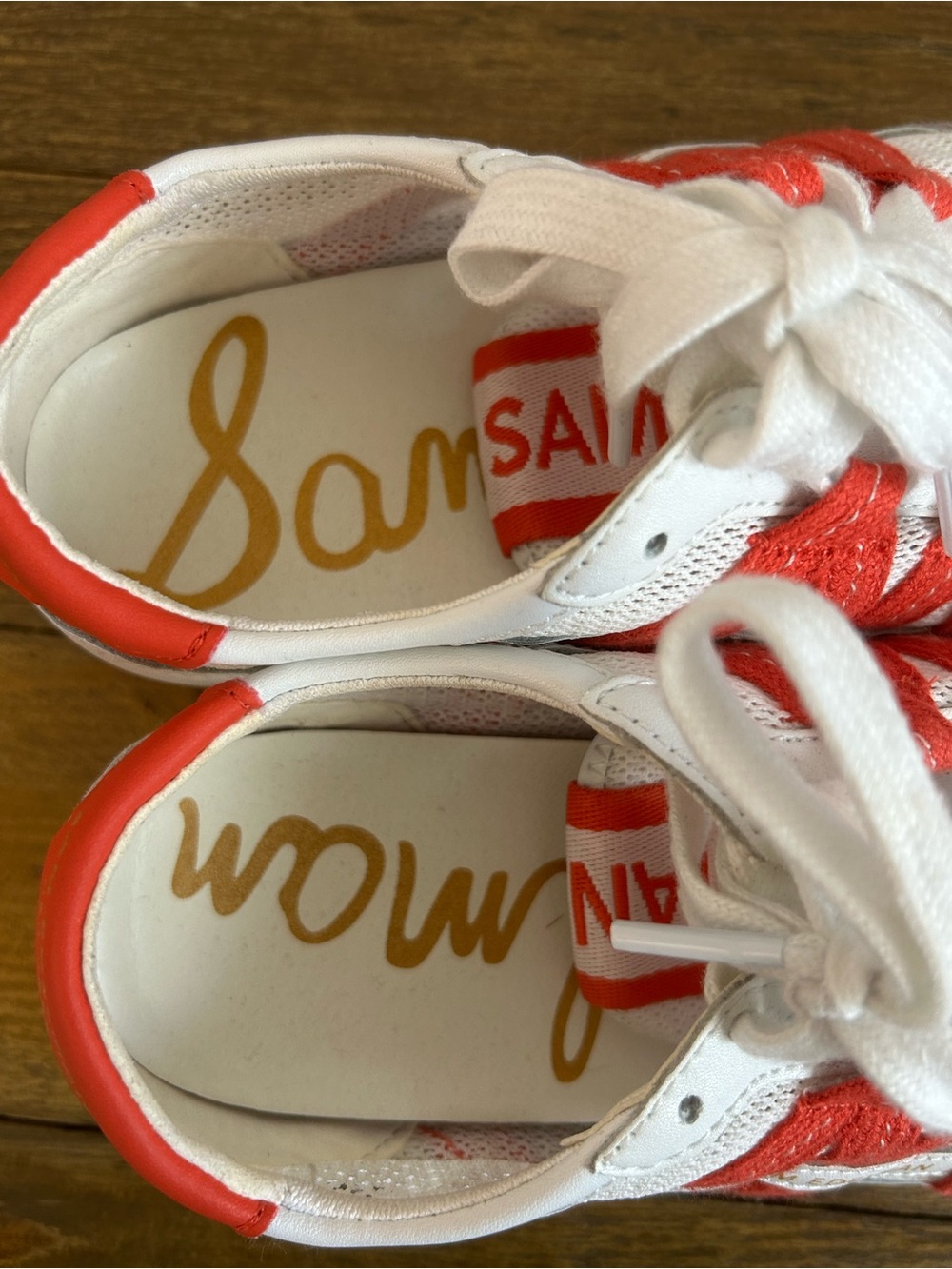 Sam Edelman Irma White & Red Sneakers with Suede Toe - Picture 10 of 15